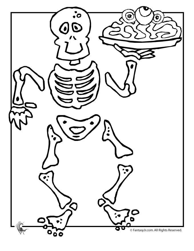 680x880 Skeleton Halloween Coloring Page