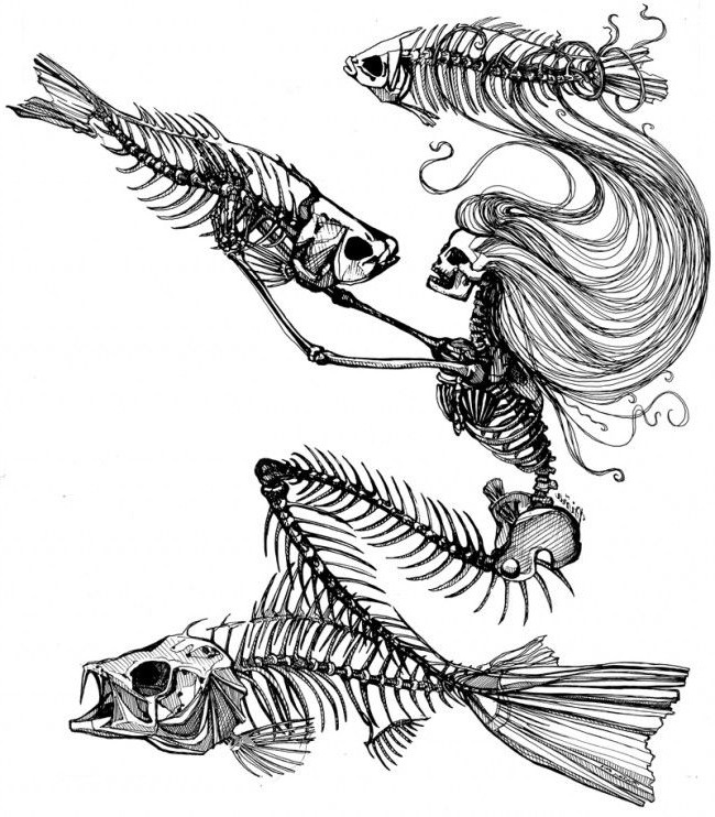 650x742 Collection Of White Mermaid And Fish Tattoo Design