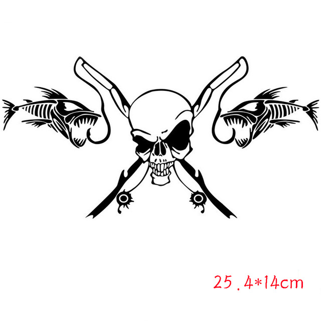 640x640 Dewtreetali Hot Sale Fishing Skull Skeleton Fish Rod Reel Car