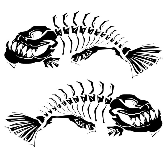 640x640 21.618.7cm 1pair Skeleton Fish Door Decoration Decals Classic