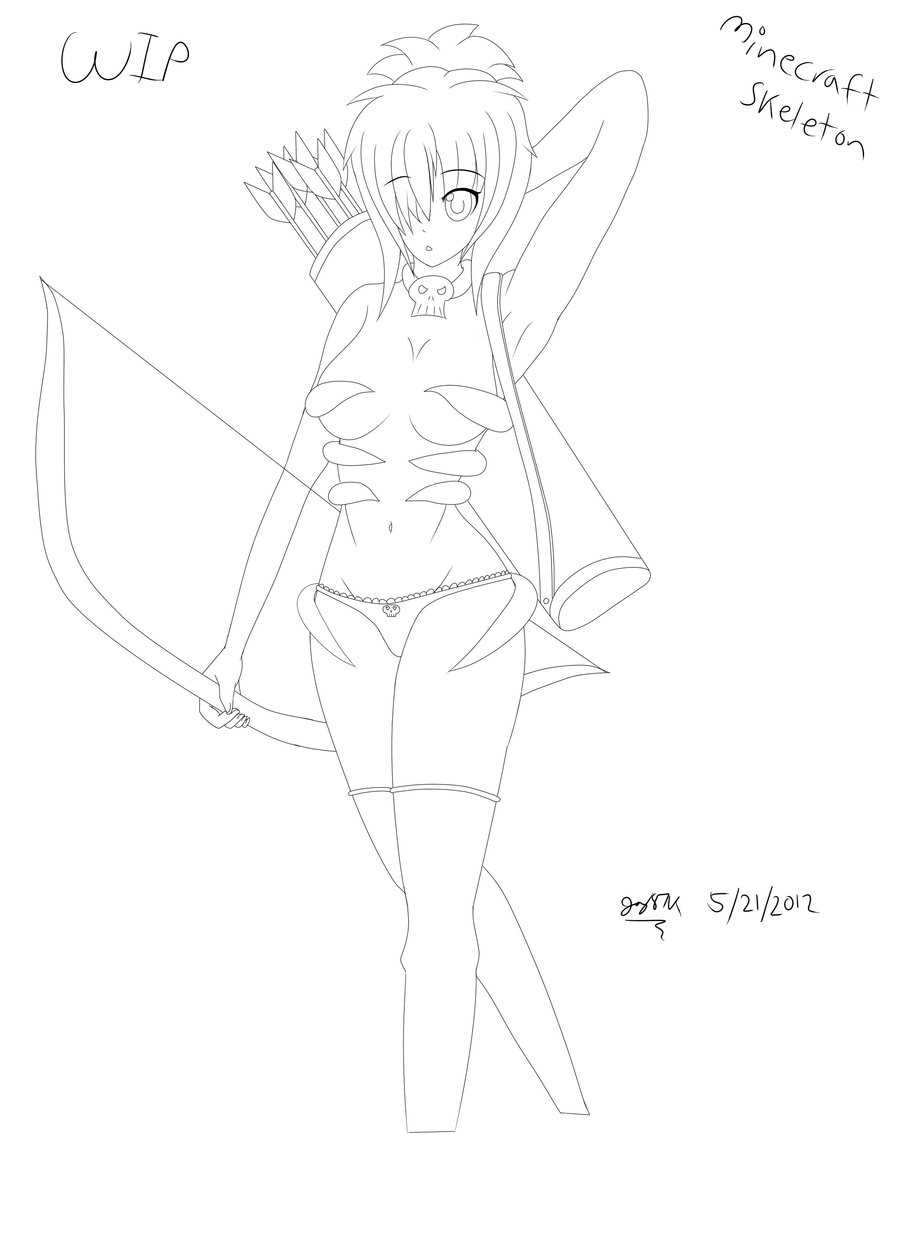 900x1238 Minecraft Skeleton Girl Wip By Jay87k