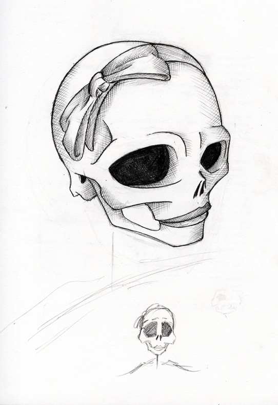 542x789 Skeleton Girl Head By Mcrguy