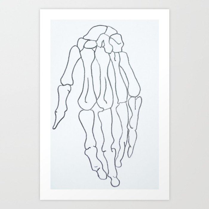 700x700 Skeleton Hand Tattoo Outline Art Print By Stephehstark Society6