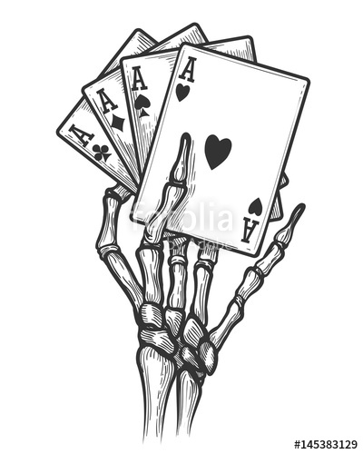 400x500 Black Jack Bones Hand Vector Illustration. Engraving Skeleton Hand