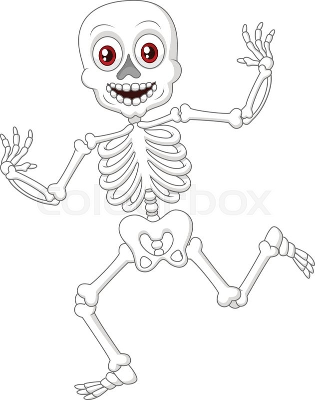 631x800 Illustration Of Crazy Skeleton Hand Waving Cartoon Stock Vector