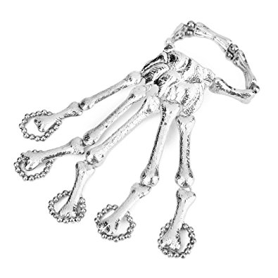 395x395 Punk Skeleton Hand Bracelet Finger Rings Silver Amazon.co.uk Beauty