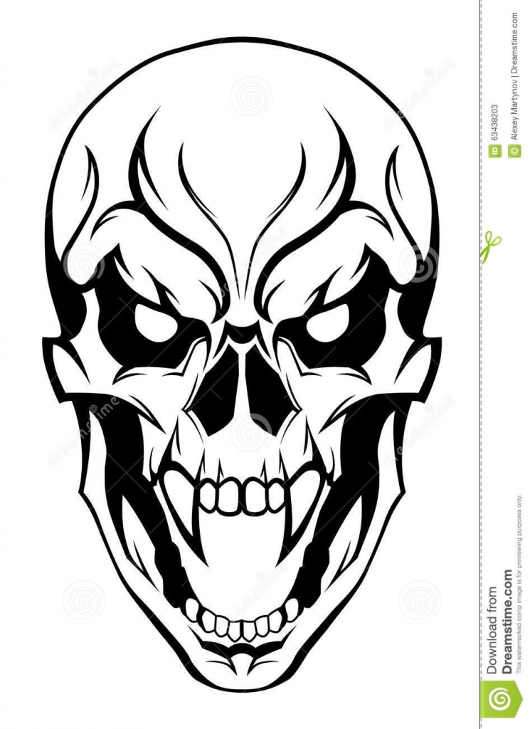 745x1024 Evil Skull Drawing Evil Skull Stock Vector Image 63438203