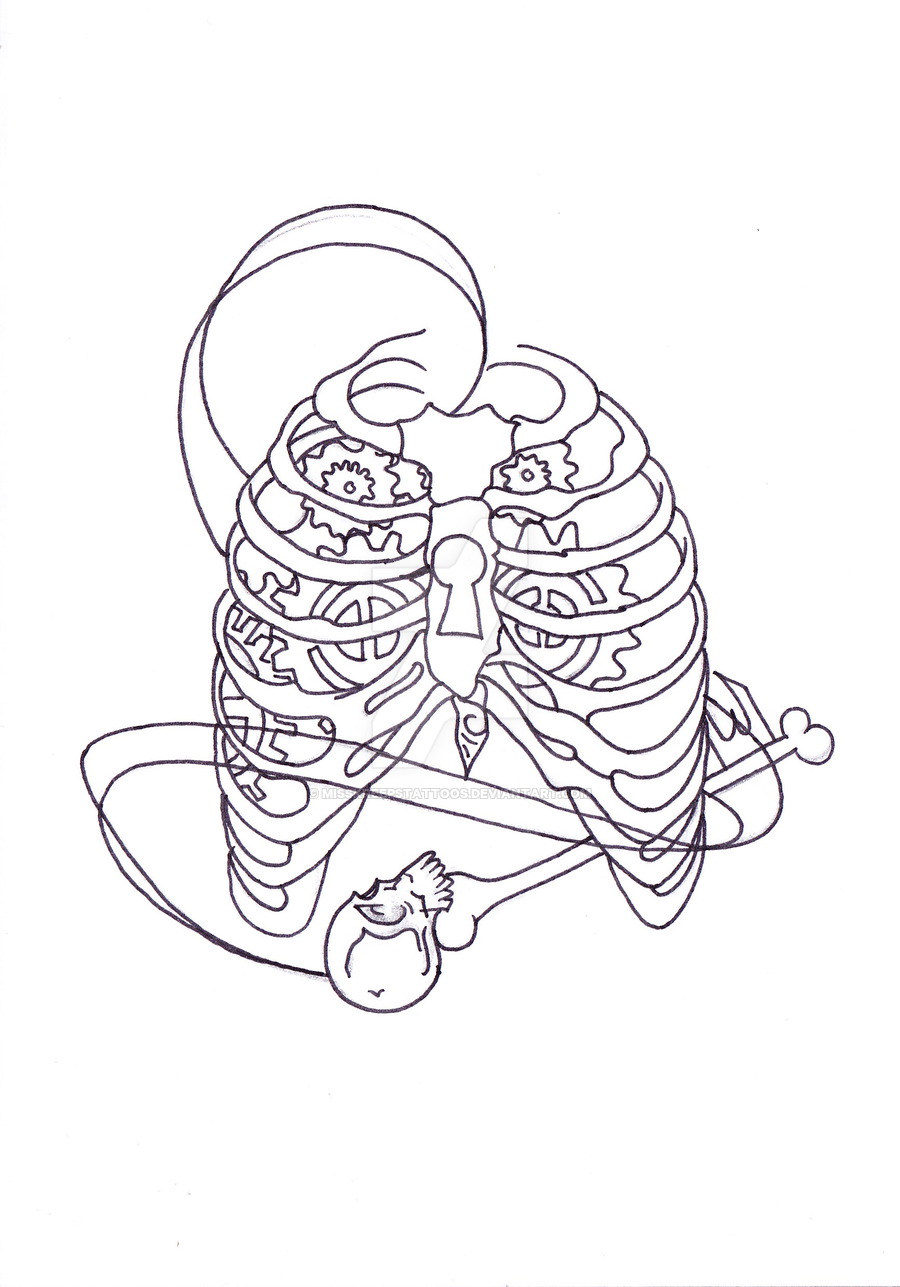 900x1287 Skeleton Key And Lock Outline By Misskreepstattoos