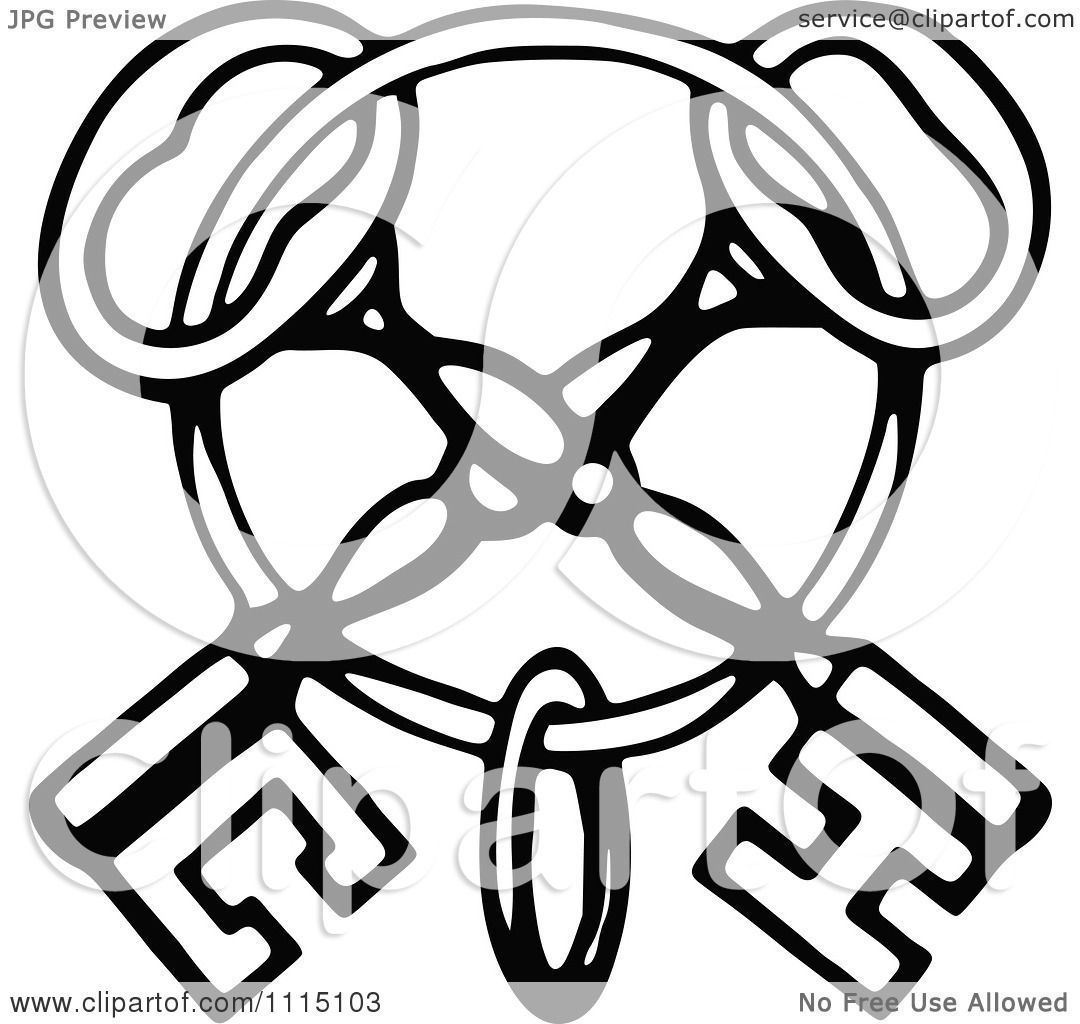 1080x1024 Clipart Vintage Black And White Crossed Skeleton Keys On A Ring