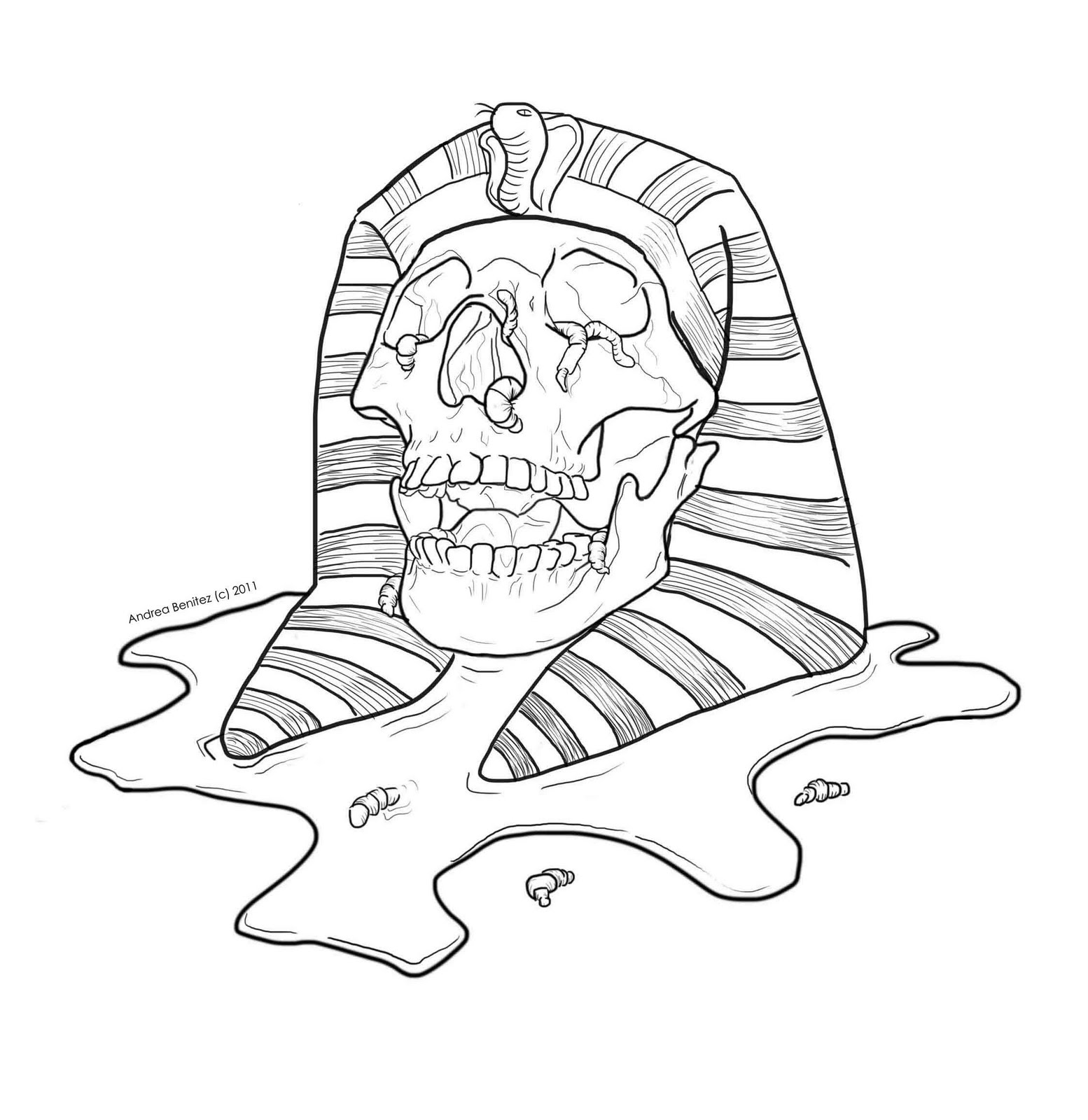 1554x1600 Line Drawing Mummy Skull