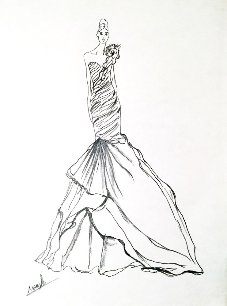 741x1000 Artist Original Fashion Illustration Sketch Pencil Drawing Wedding