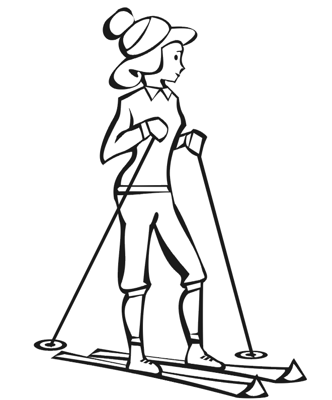 660x795 Skiing Coloring Page A Woman Ready To Ski