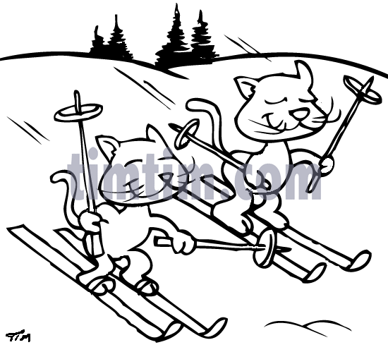 550x499 Free Drawing Of Cats Skiing Bw From The Category Pets
