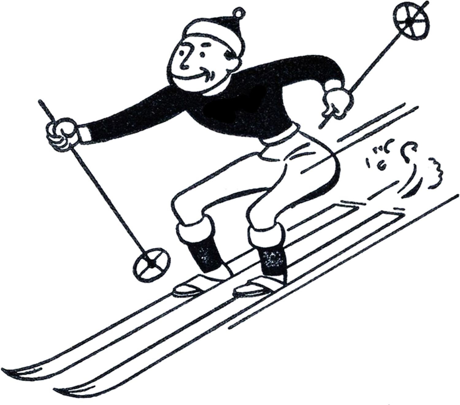 1500x1321 Funny Retro Skiing Clipart Graphics Fairy, Vintage Images