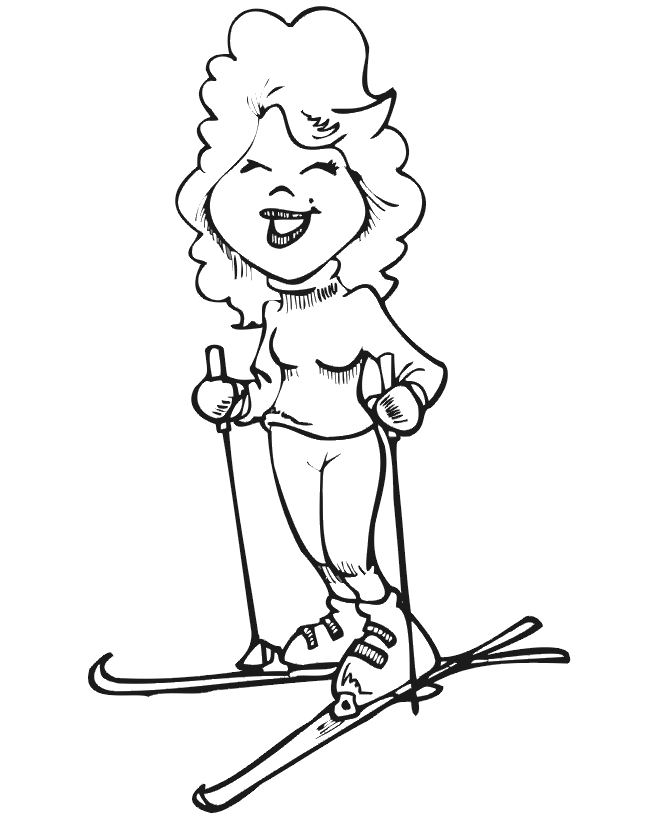 660x815 Skiing Coloring Page A Happy Woman Skier