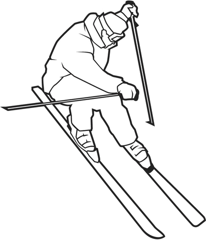 411x480 Skiing High In Mountains Coloring Page Free Printable Coloring Pages