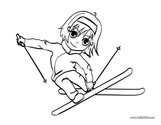620x480 Skiing Girl Coloring Pages