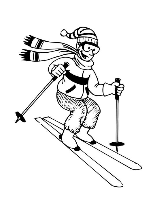 531x750 Coloring Page Skiing