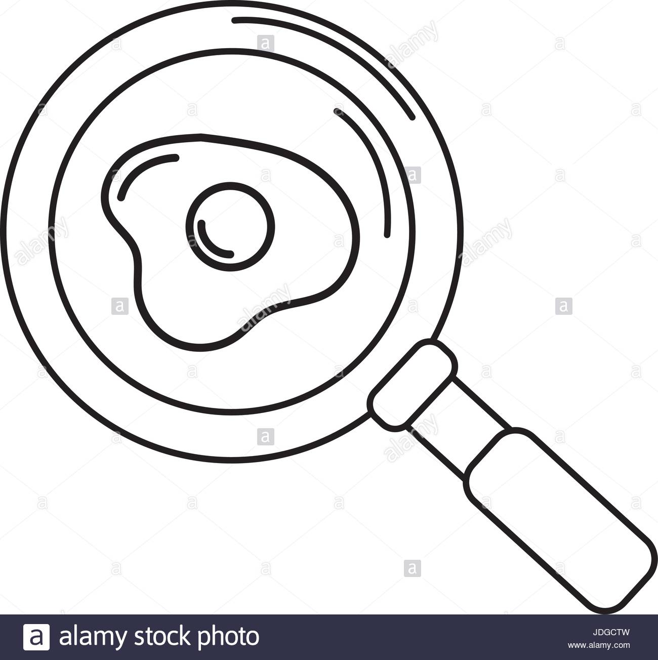 1300x1304 Line Delicious Fried Egg Inside Skillet Pan Stock Vector Art