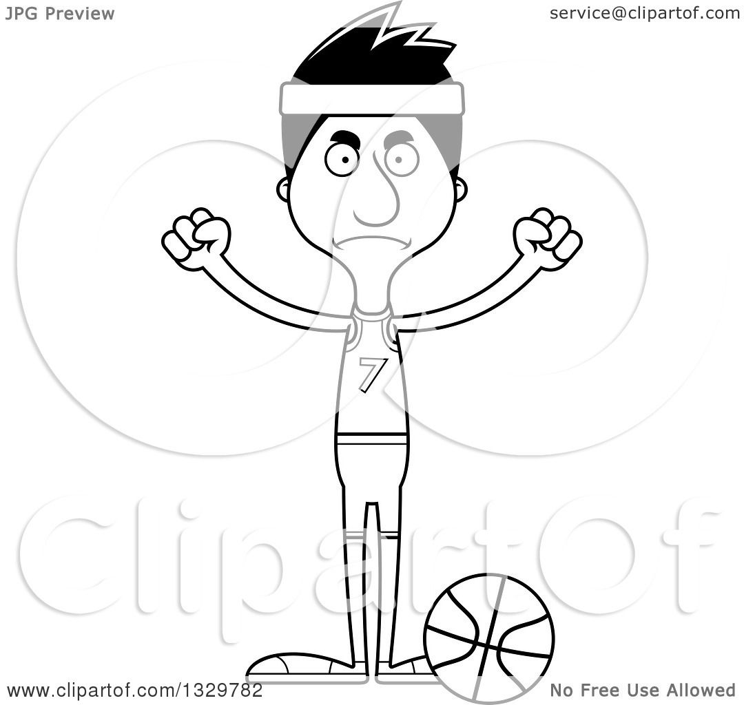 1080x1024 Lineart Clipart Of A Cartoon Black And White Angry Tall Skinny