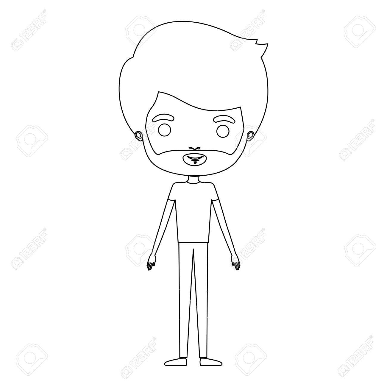 1300x1300 Silhouette Caricature Thin Man Bearded In Clothes With Hairstyle