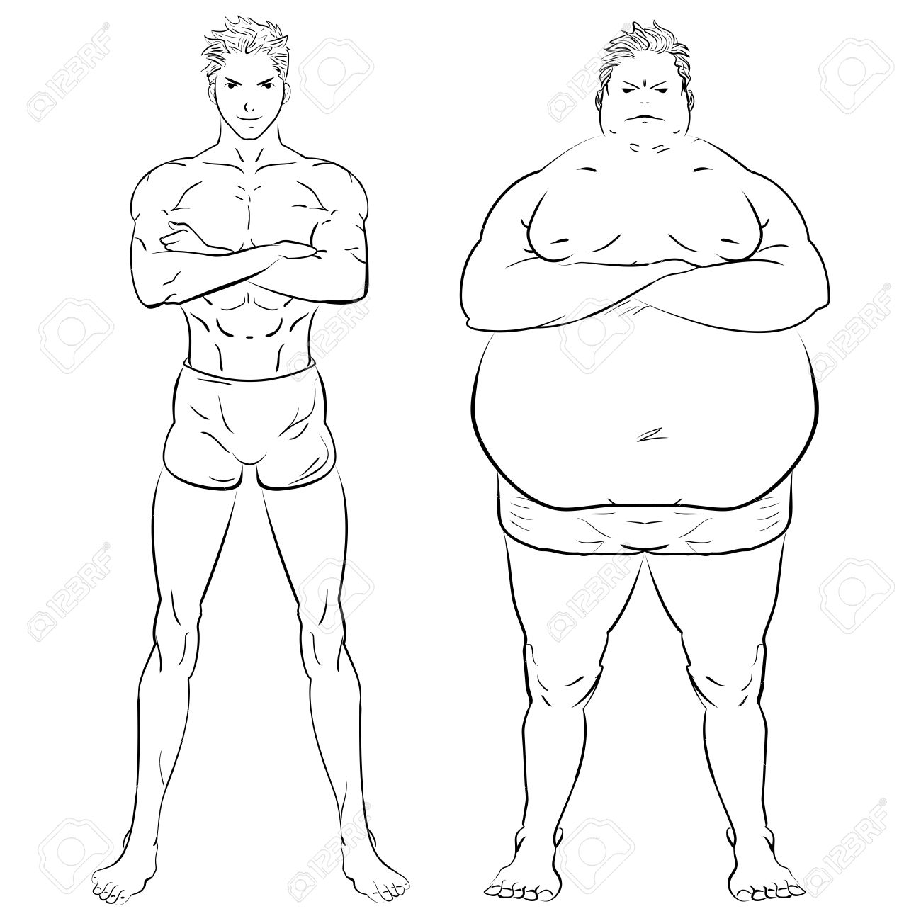 1300x1300 Two Different Men, Fat, Skinny And Muscular. Fitness Studio