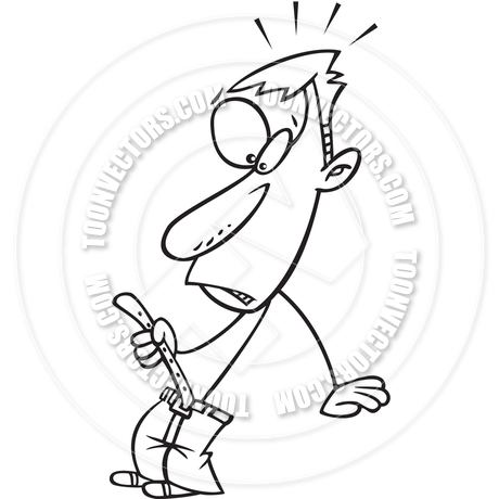 460x460 Cartoon Skinny Man (Black And White Line Art) By Ron Leishman