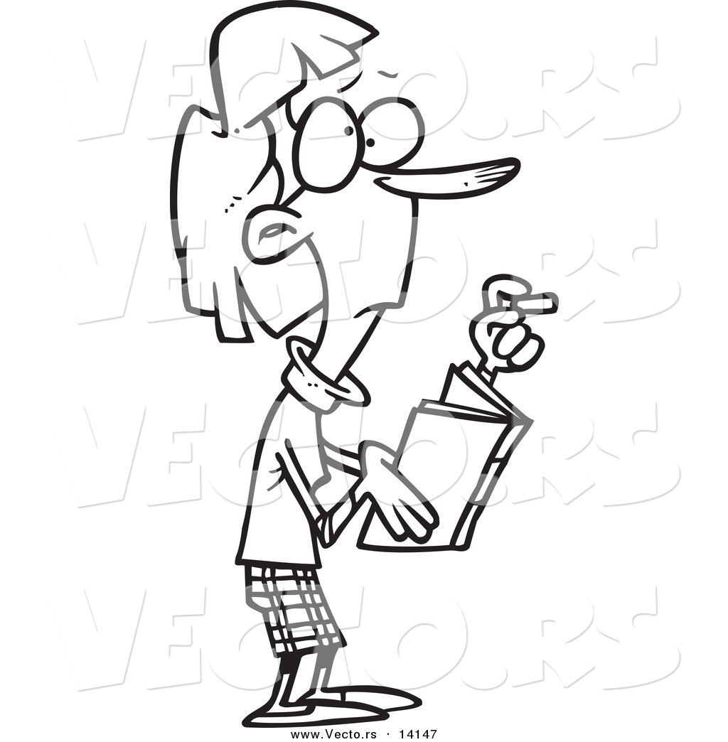 1024x1044 Vector Of A Cartoon Skinny Female Teacher Holding A Book And Chalk