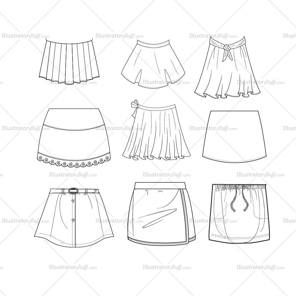 1000x1000 Women's Skirt And Dress Hems Fashion Flats Illustrator Stuff