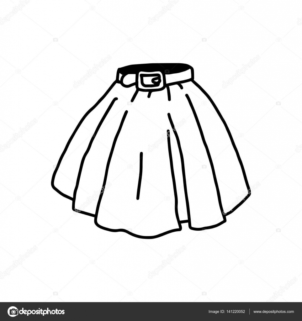 963x1024 Vector Illustration Hand Drawn Sketch Of Skirt Isolated On White