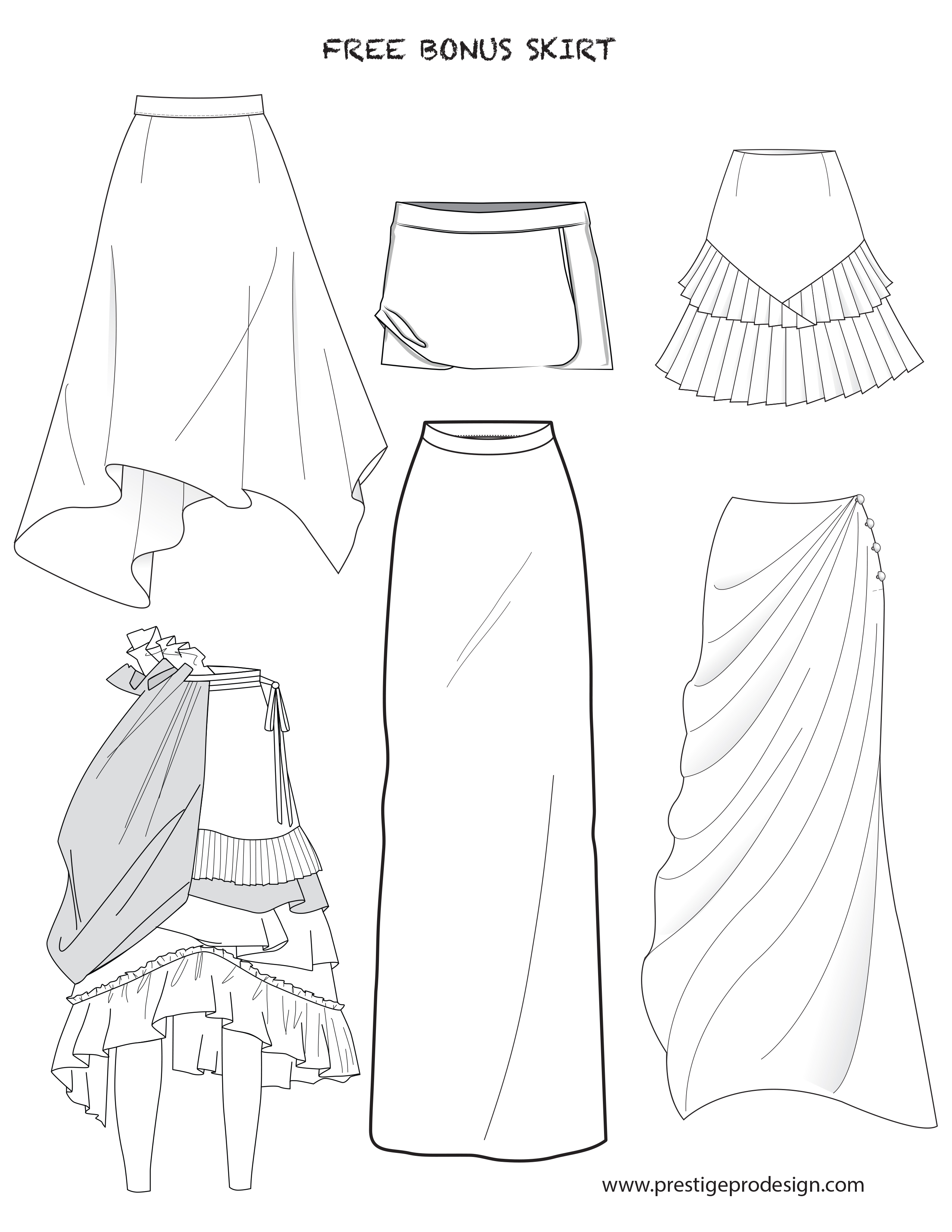 2550x3300 Fashion Flat Sketches For Skirts