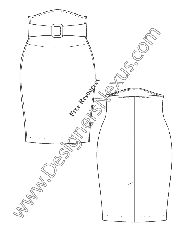 612x792 Free Downloads Illustrator Skirt Flat Sketches