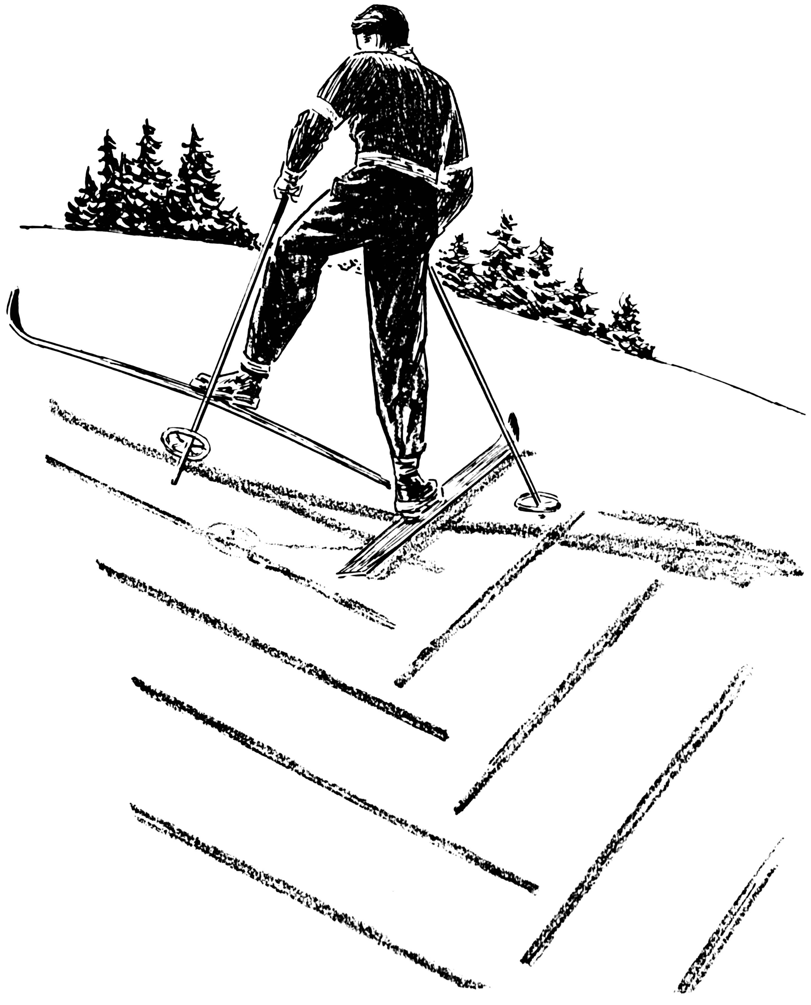 3070x3804 Coloring Page Skiing, Going Uphill