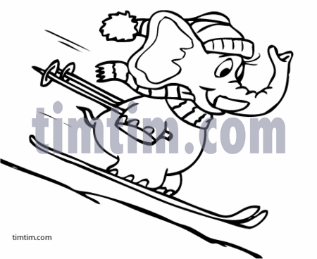 450x368 Free Drawing Of Skiing Elephant Bw From The Category Sports