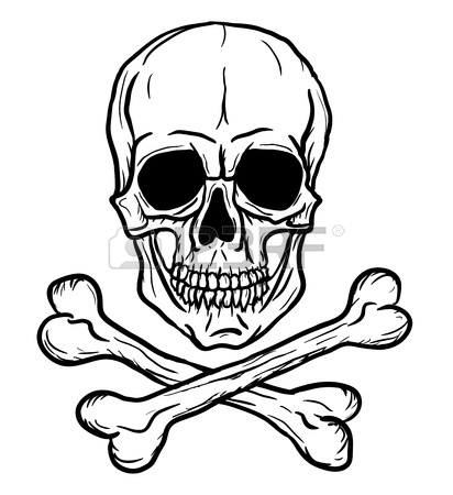 412x450 Skull And Crossbones Isolated Over White Background Freehand