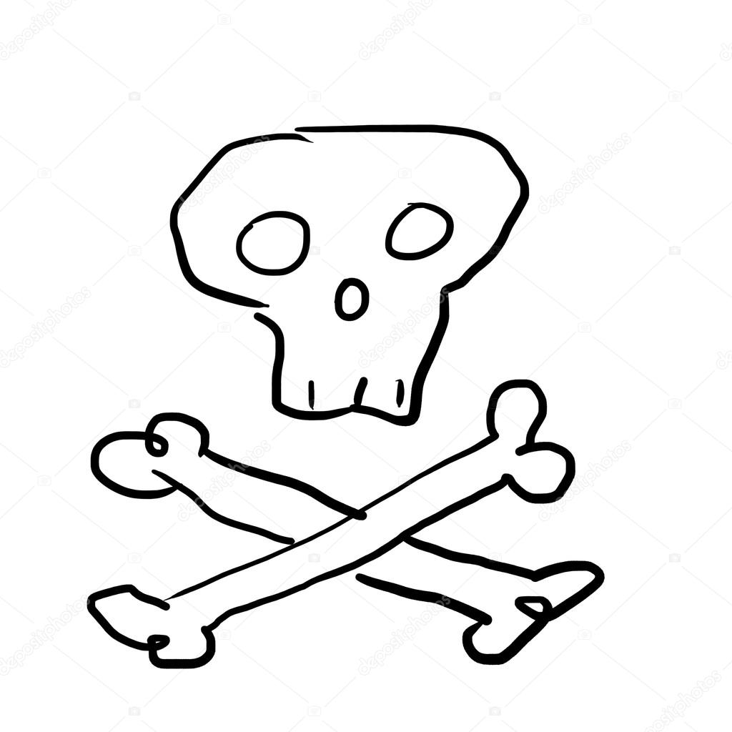 1024x1024 Skull With Bones, Drawing In Primitive Style Stock Photo