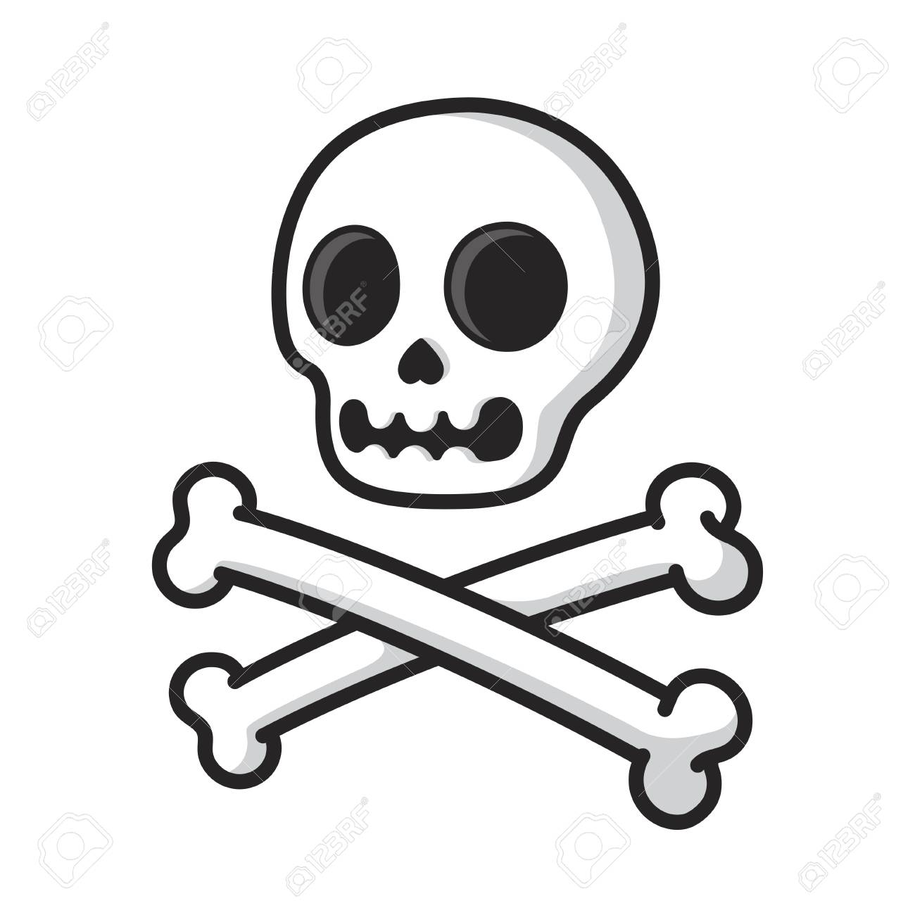1300x1300 Simple Cartoon Skull And Crossbones Isolated On White. Modern