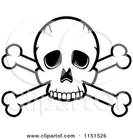 450x470 Cartoon Clipart Of A Black And White Skull And Crossed Bones