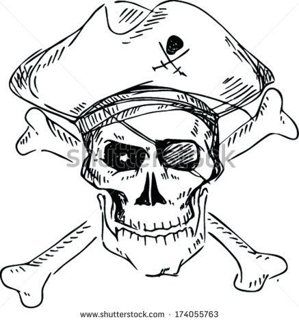 437x470 Drawn Pirate Pirate Skull