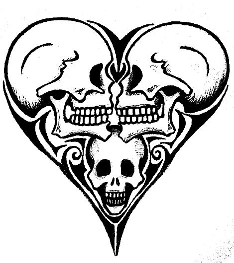 470x530 Skull Heart By Loevenstein