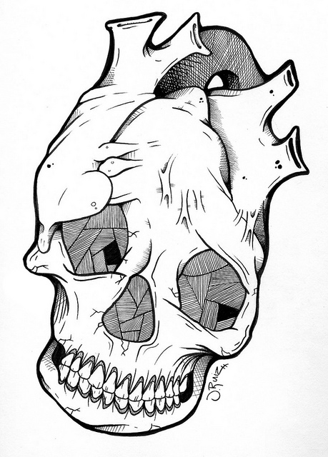 459x640 Skullhuman Heart Illustration Heart Illustration And Human Heart