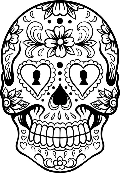 500x718 Sugar Skull Version 6 Wall Vinyl Decal Sticker Art By Dabbledown