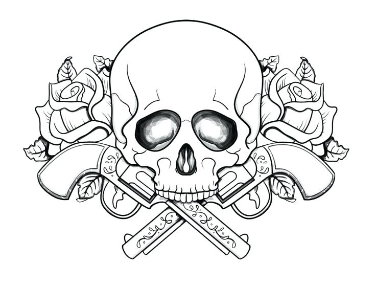 736x557 Top Rated Tattoo Coloring Pages Images Free Skull And Guns