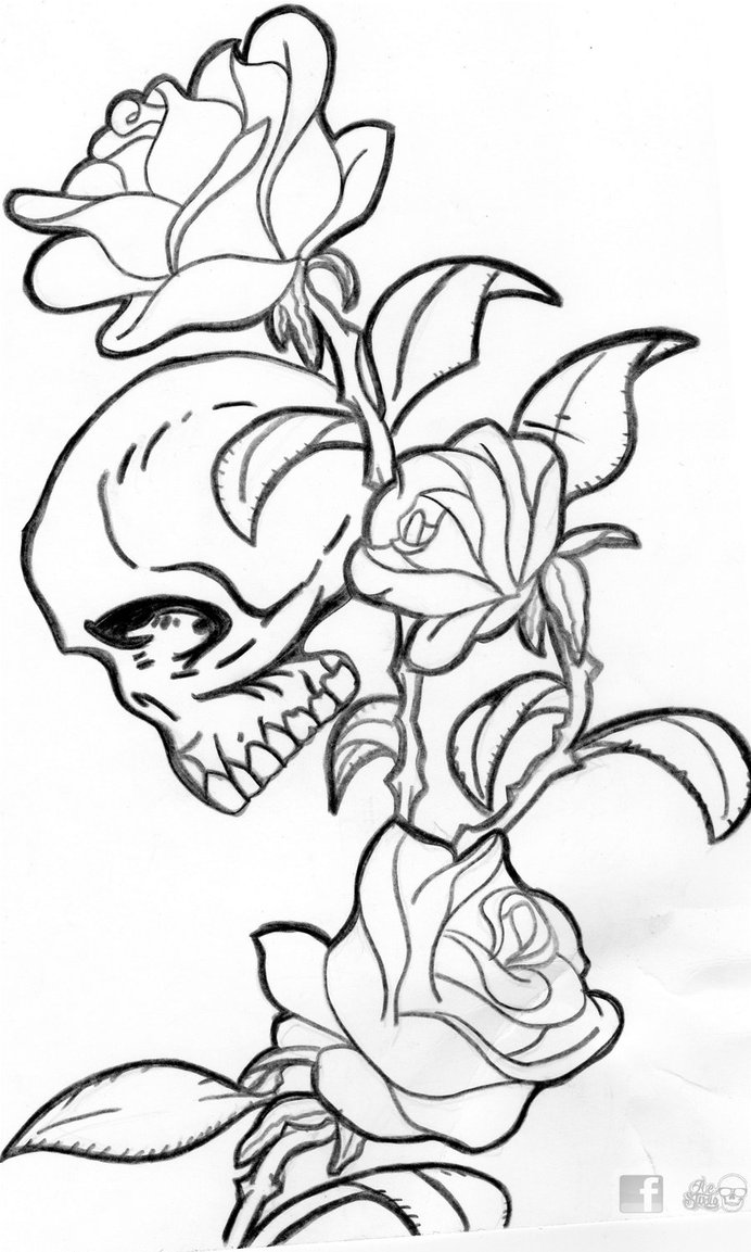 Skull And Roses Drawing at GetDrawings | Free download