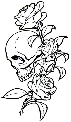 291x500 Skulls Roses Tattoo Inspired Drawings With Skulls