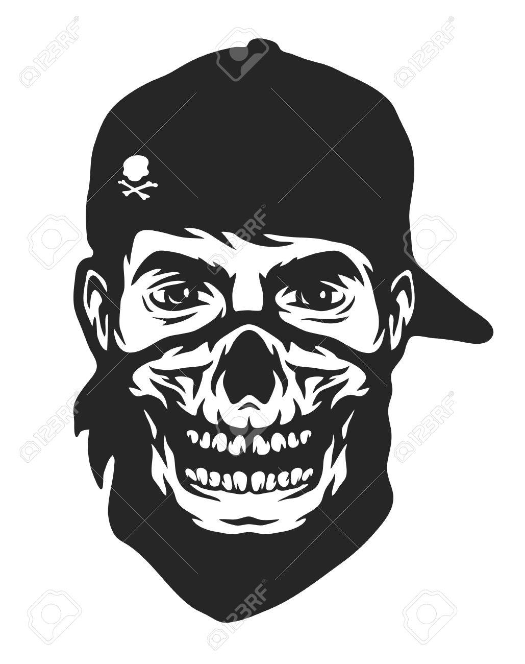 1029x1300 The Guy In The Bandana With A Skull Pattern. Royalty Free Cliparts