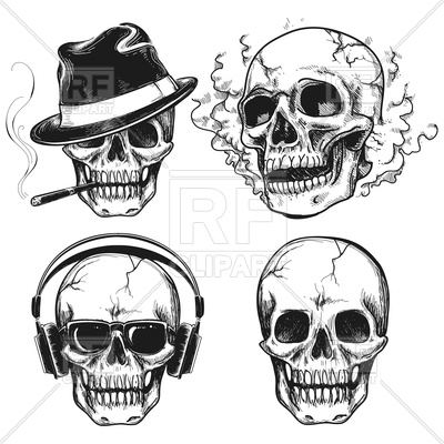 400x400 Set Of Hand Drawn Skulls Isolated On White Background Royalty Free