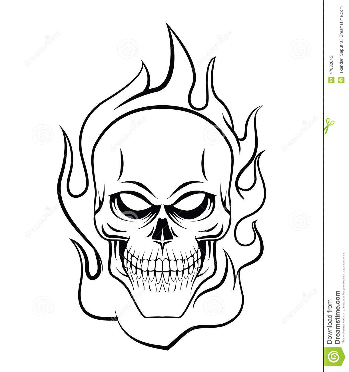 1222x1300 Skull On Fire Drawing Skull Fire Stock Vector