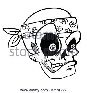 300x320 Skull Cartoon. Skeleton Head Drawing On White Background Stock