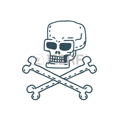 450x450 Skull Cartoon. Skeleton Head Drawing On White Background Royalty